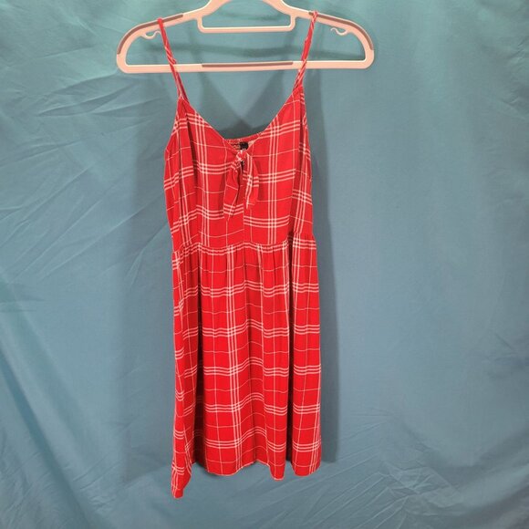 H&M Divided Red Plaid Spaghetti Strap Dress Size 6 - Picture 1 of 7